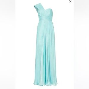 Badgley Mischka Draped One Shoulder Gown